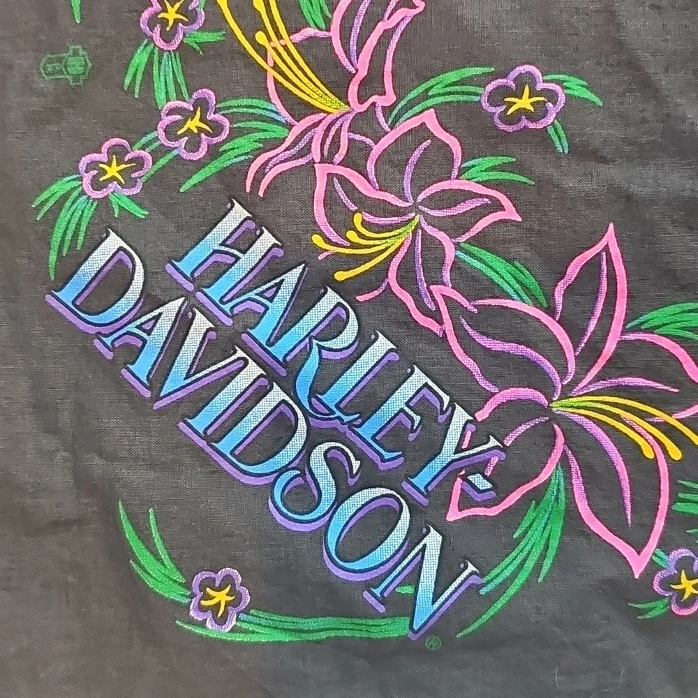 Harley-Davidson Gray Bandana with Multicolor Floral Theme Used